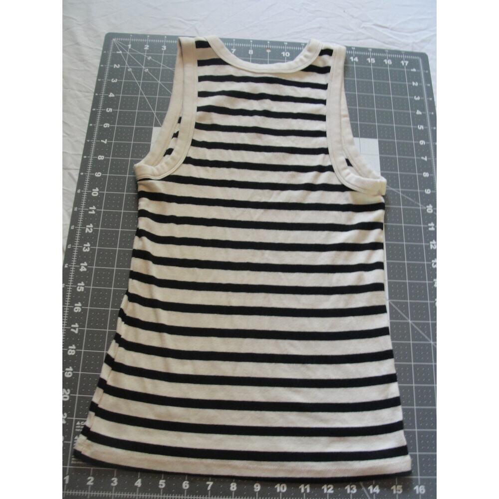A new day striped tank top featuring a  cream-colored trim size medium